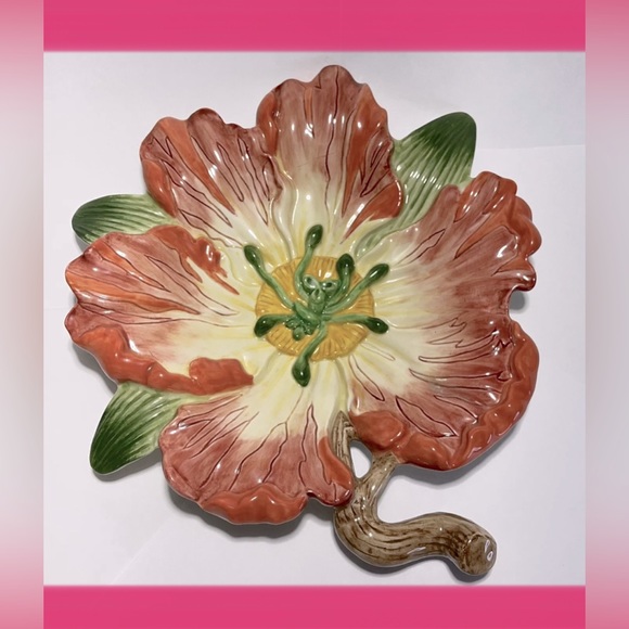 Fitz and Floyd Other - Handcrafted Bountiful Blossoms Hibiscus Canapé Plate by FITZ & FLOYD (029900)